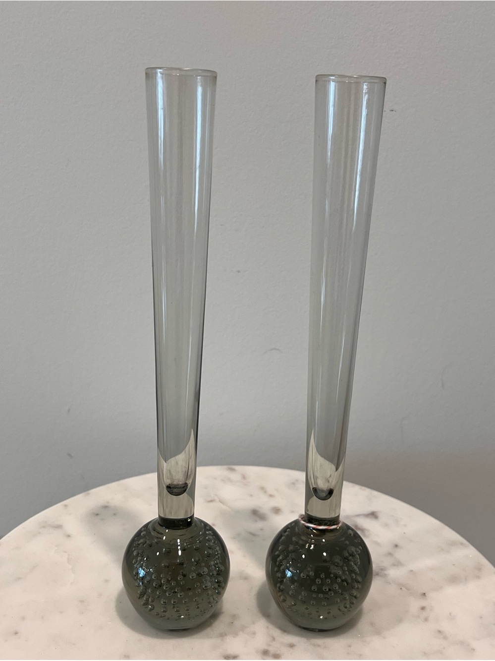 Handblown Glass Bud Vases in Smoke Gray - Set of 2